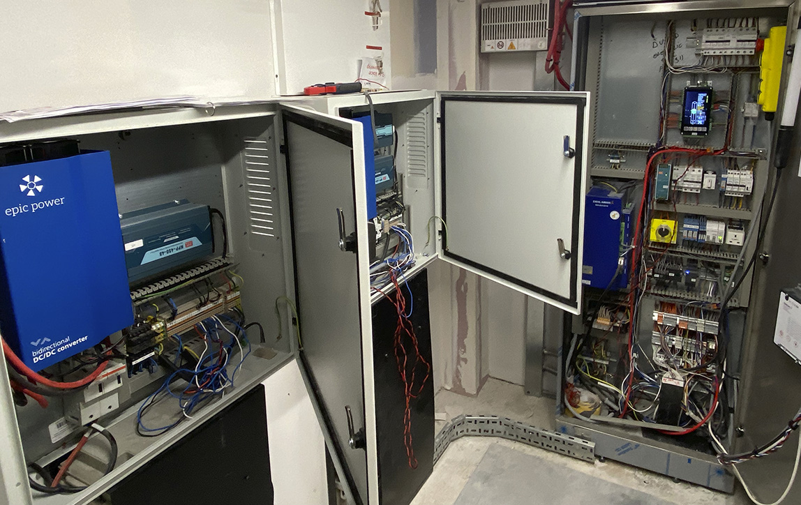 Machine room where the epic power solution for elevator evacuation e3 has been installed