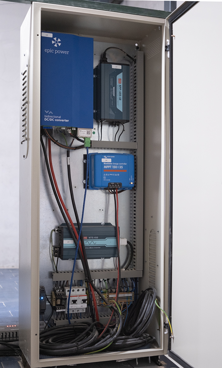 electrical cabinet with components of P2S solar powered elevator