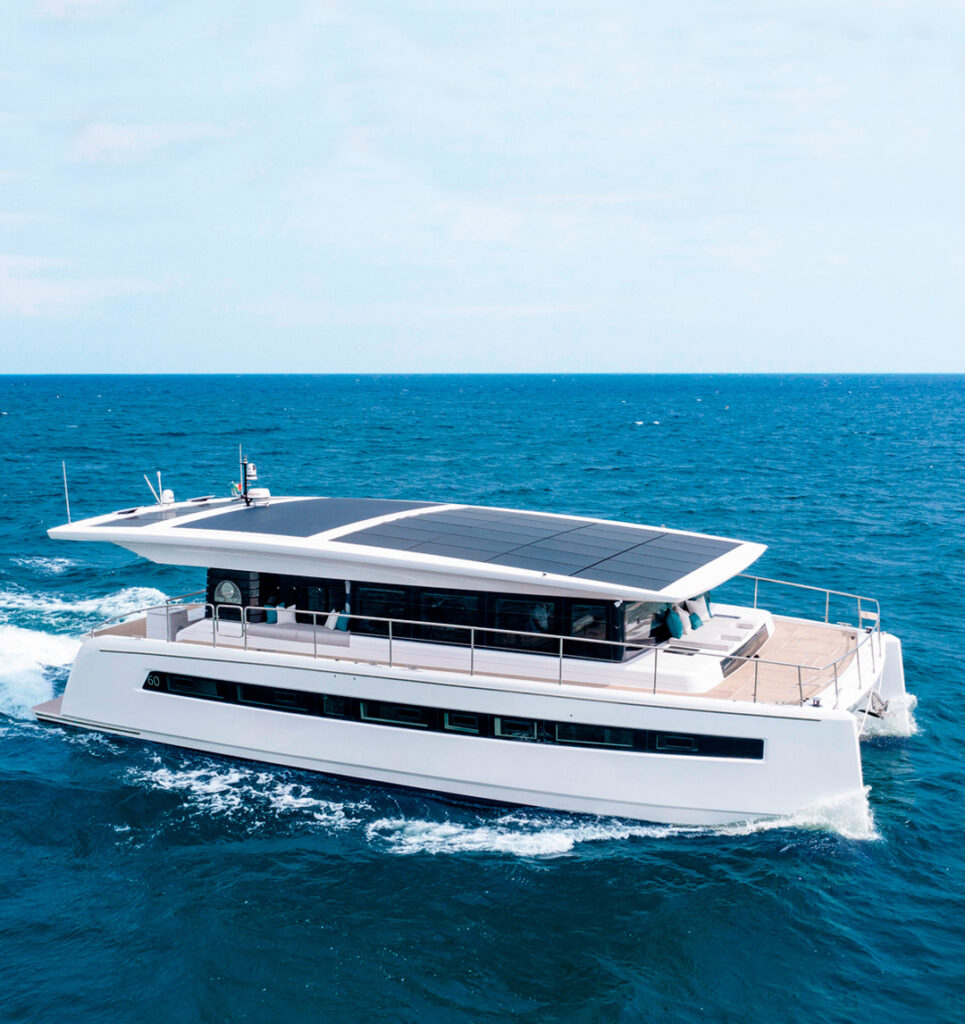 Full electric yacht with solar panels and bidirectional dc dc converters from epic power